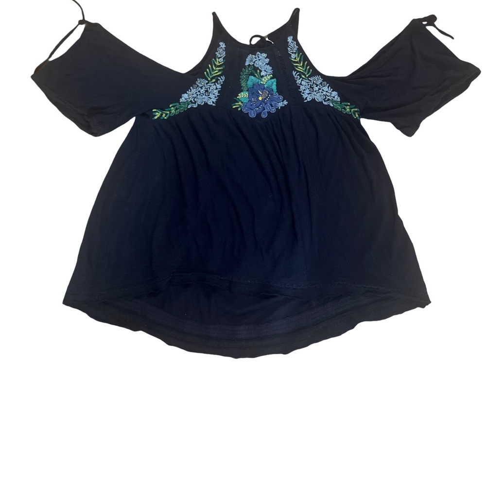 Free People Women’s Fast Times Navy Too with Floral Embroidery and Beading - Picture 6 of 15